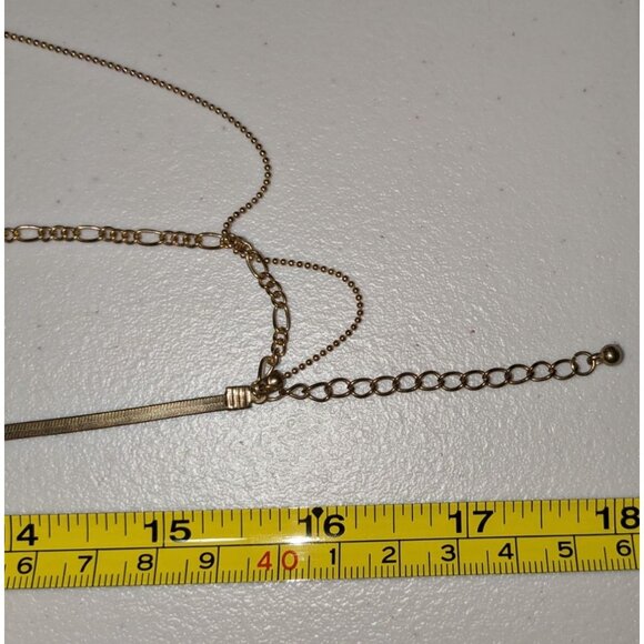 Layered Gold/Copper-Tone Necklace with Rectangular Pendant & Adjustable Chain - Picture 7 of 9
